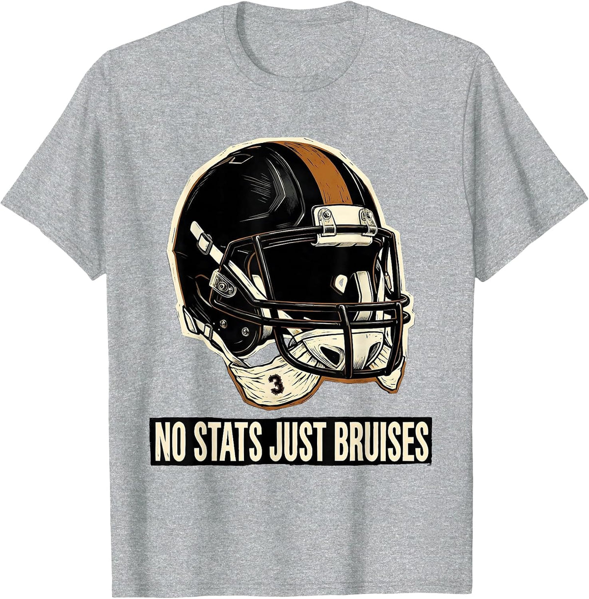 Men's No Stats Just Bruises Funny Offensive Lineman Football Humor T-Shirt - Heather Grey