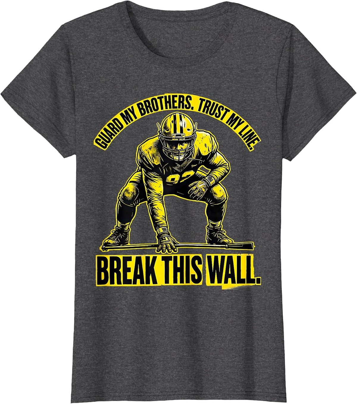 Women's Guard My Brothers Trust My Line Break This Wall Lineman T-Shirt - Dark Heather Grey