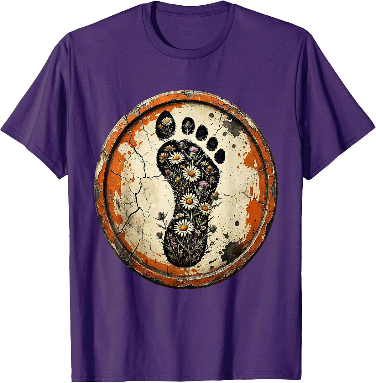 Horse Hoof Print Wildflower Floral Nature Design T-Shirt - Purple