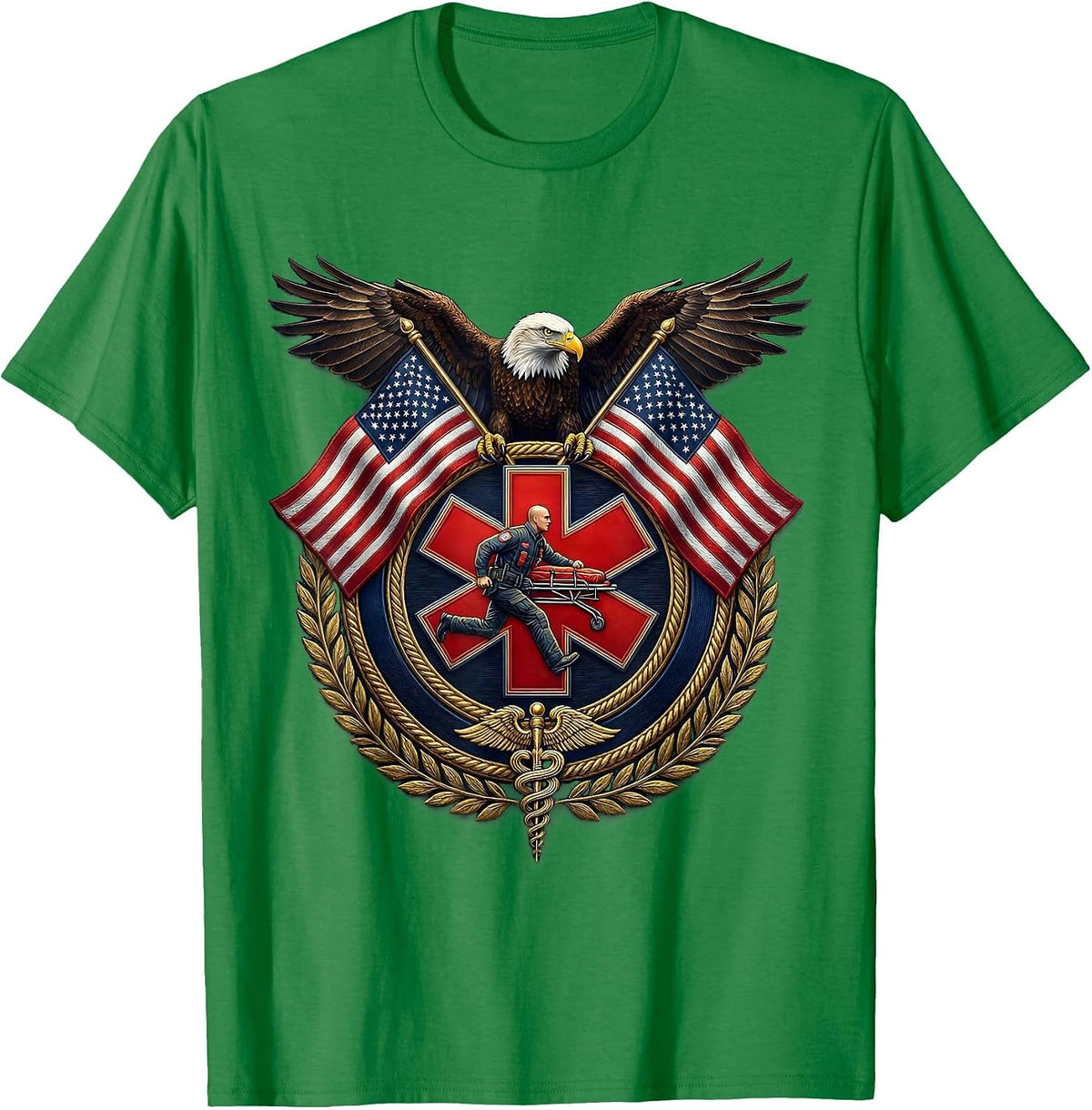 Men's EMT Paramedic Rushing Stretcher ER Doors Graphic T-Shirt - Kelly Green