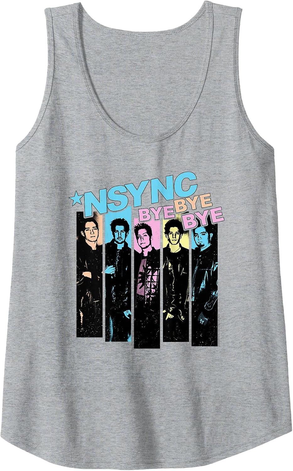 NSYNC Official Neon Bye Bye Bye Tank Top - Heather Grey