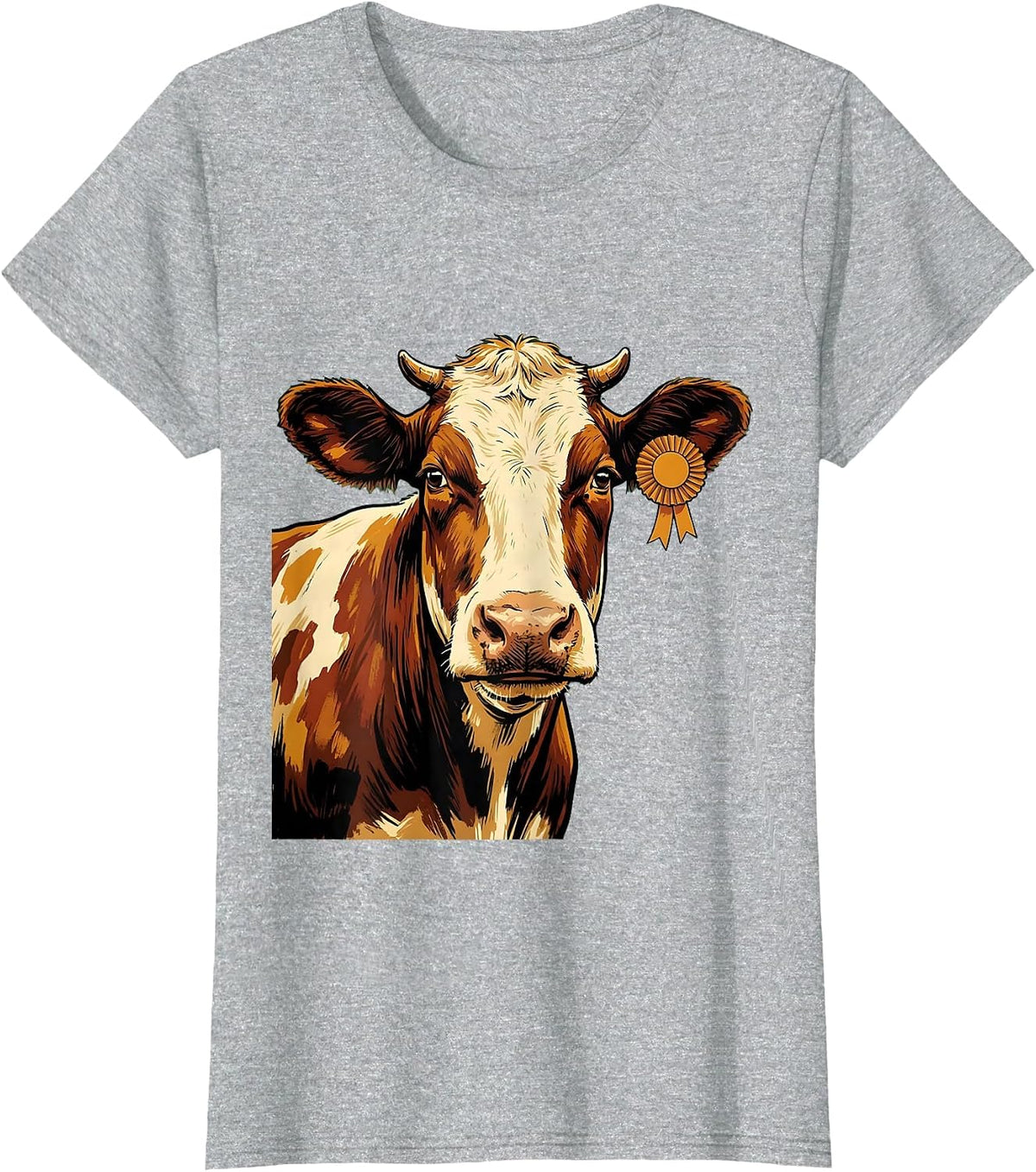 Women's Dairy Cow Face Funny Farm Animal Lover Humor T-Shirt - Heather Grey