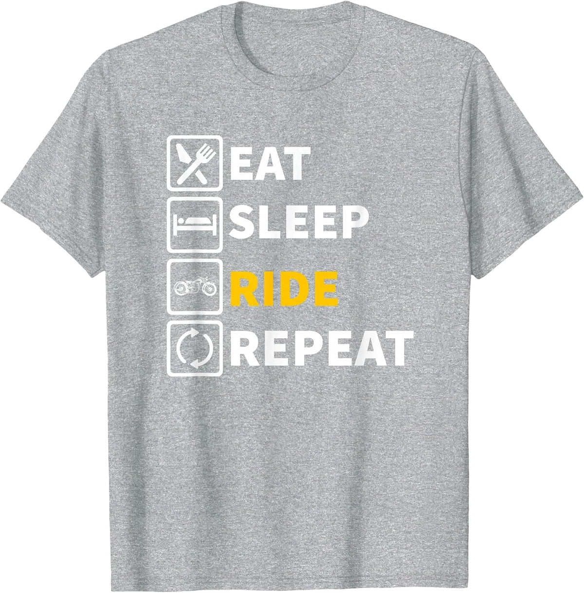 Eat Sleep Ride Motorcycle T-Shirt T-Shirt - Heather Grey