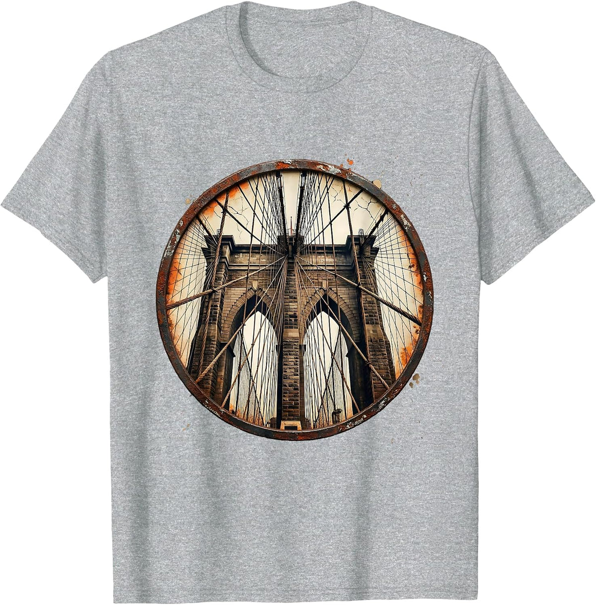 Men's Brooklyn Bridge Cable Angle New York Graphic T-Shirt - Heather Grey