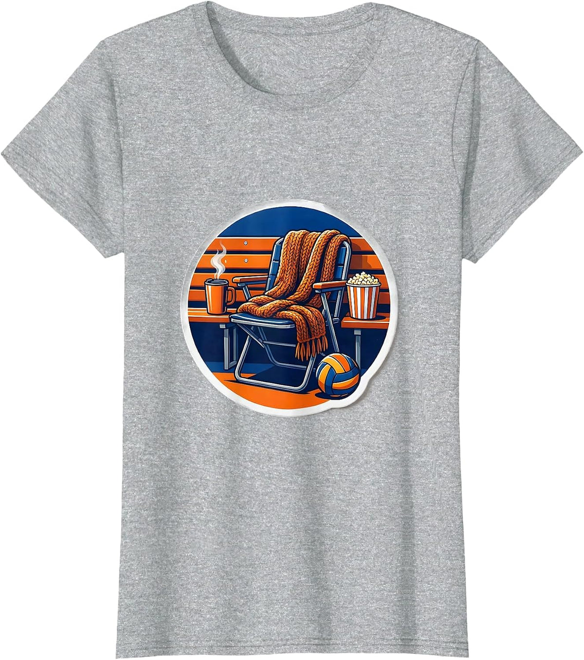 Volleyball Mom Bleacher Life Graphic T-Shirt - Heather Grey
