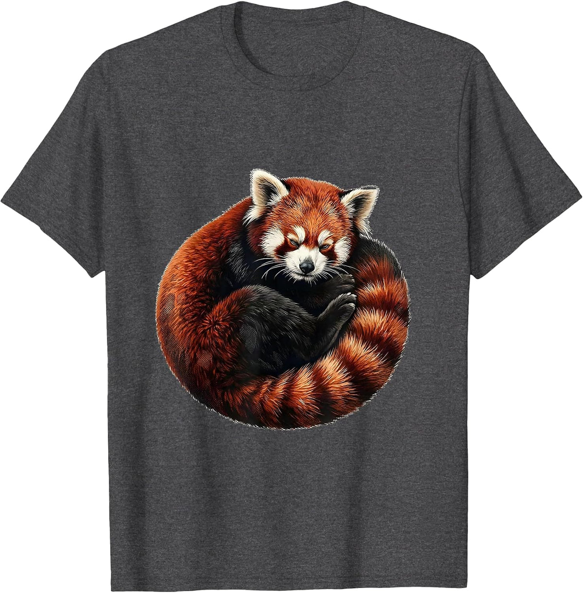 Red Panda Curling Funny Animal Lover Humor T-Shirt - Dark Heather Grey