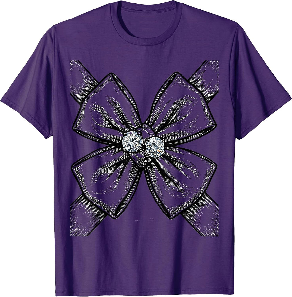 Crossed Bow Ties Diamond Cufflinks Tuxedo Design T-Shirt - Purple