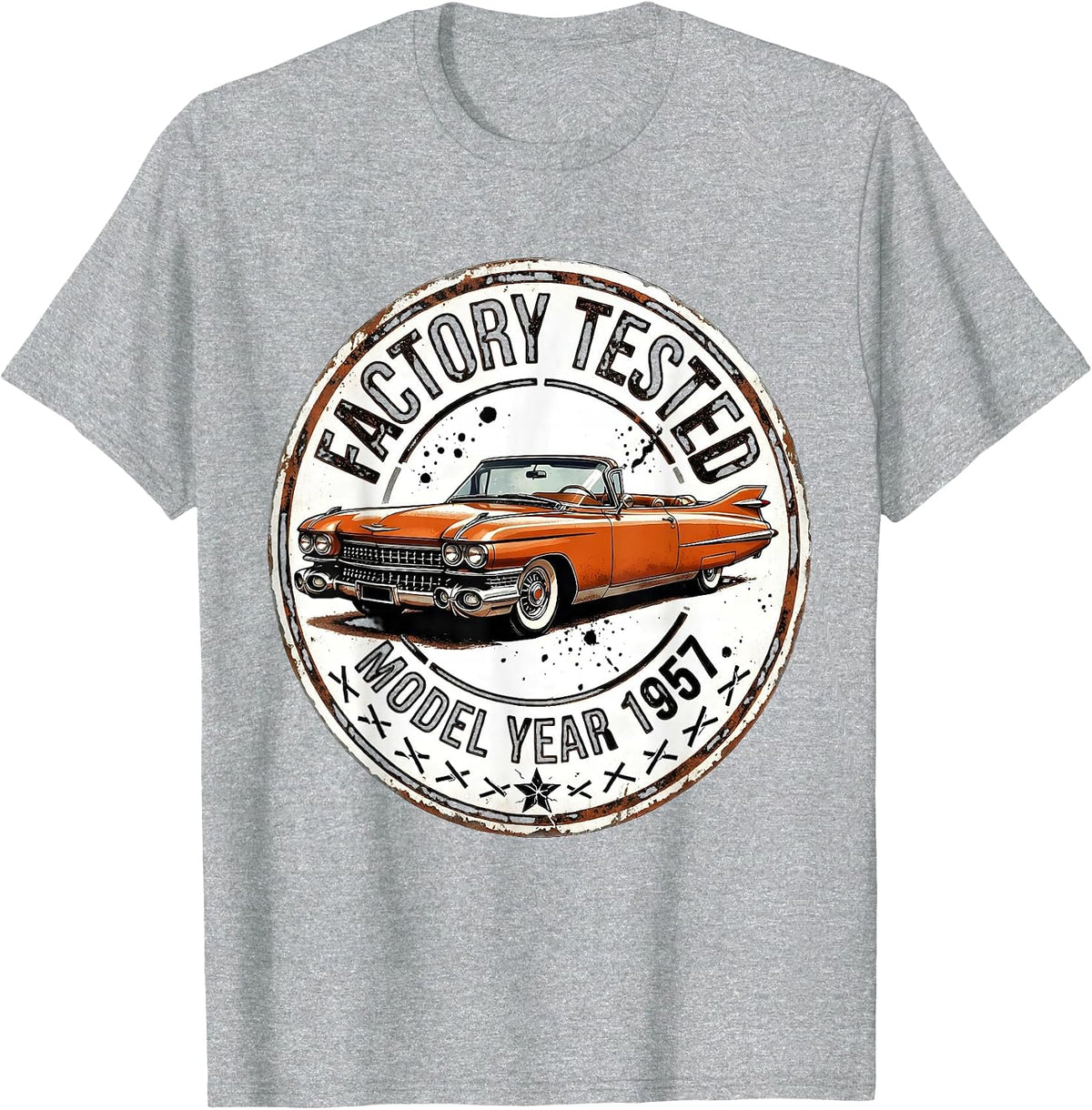 Men's Factory Tested Model Year 1957 Distressed Classic Car T-Shirt - Heather Grey