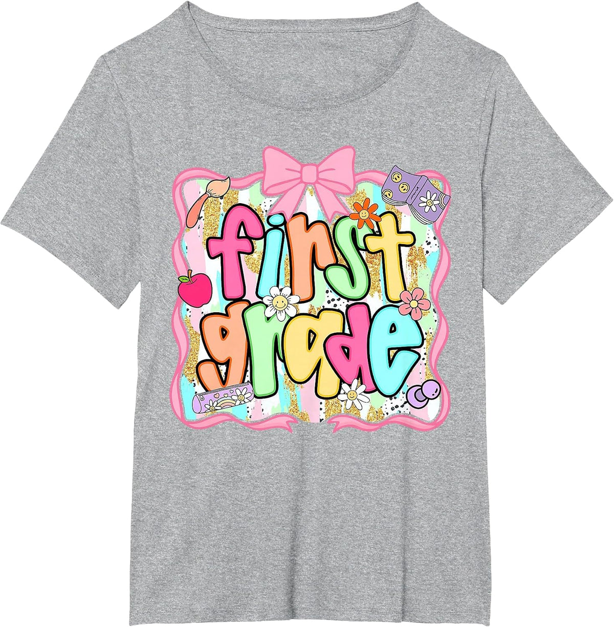 Back to School 1st Grade First Grade Preppy Teacher Girl T-Shirt - Heather Grey