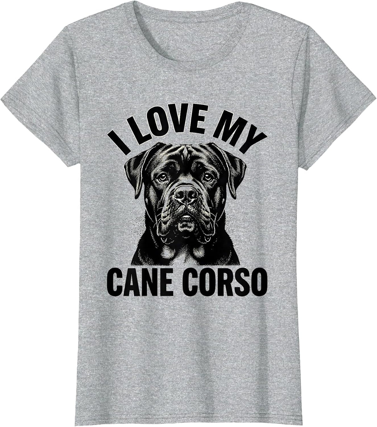 Women's I Love My Cane Corso Blackwork Dotwork Pet Lover Breed Pride T-Shirt - Heather Grey