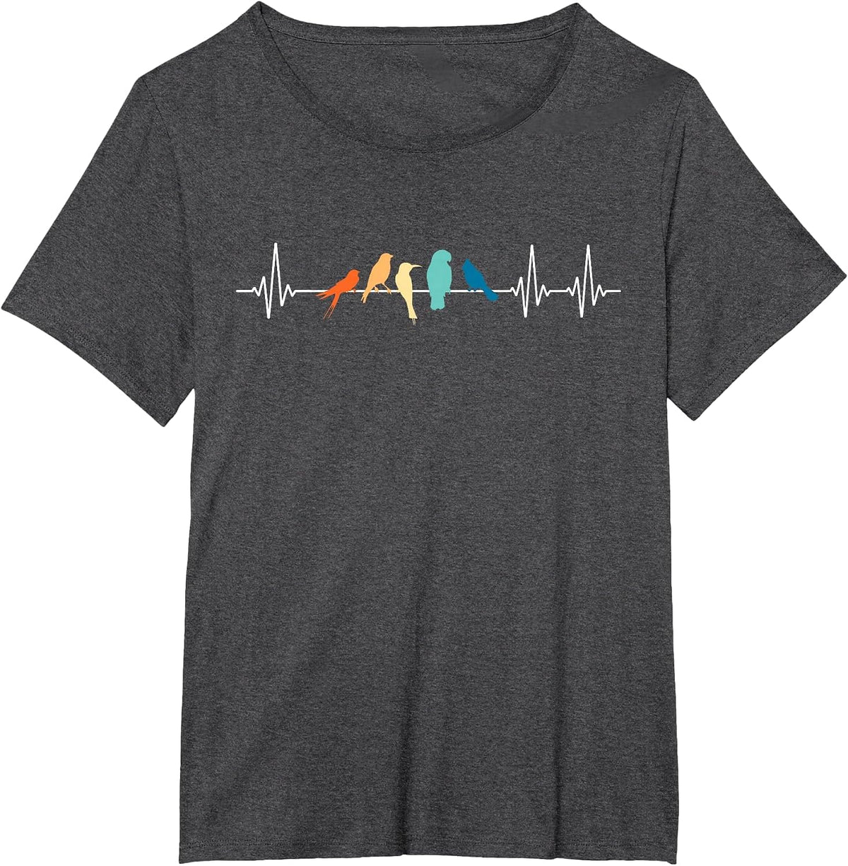 Ornithology Birdwatching Birder Heartbeat T-Shirt - Dark Heather Grey