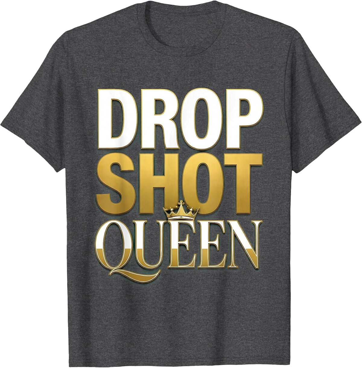 Drop Shot Queen Tennis Graphic Design T-Shirt - Dark Heather Grey