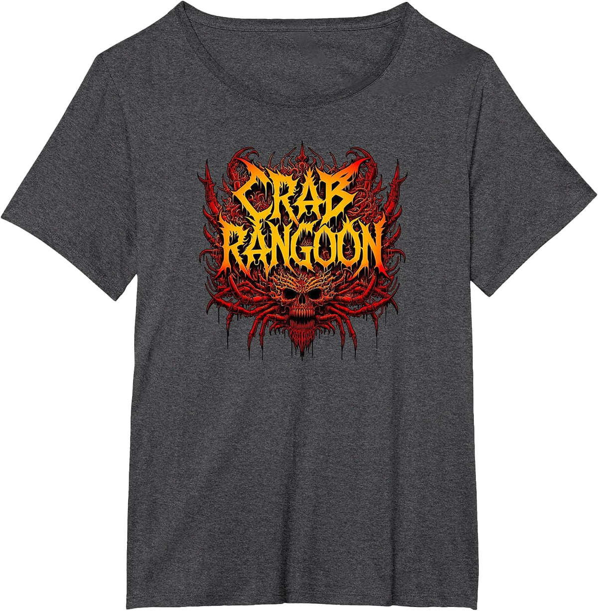 Crab Rangoon Heavy Metal Funny Art Death Metal T-Shirt - Dark Heather Grey