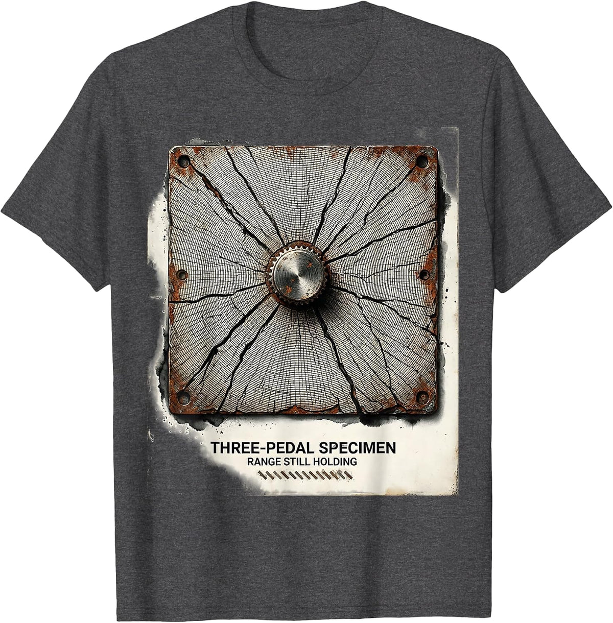 Men's Three-Pedal Specimen, Range Still Holding Car Guy T-Shirt - Dark Heather Grey