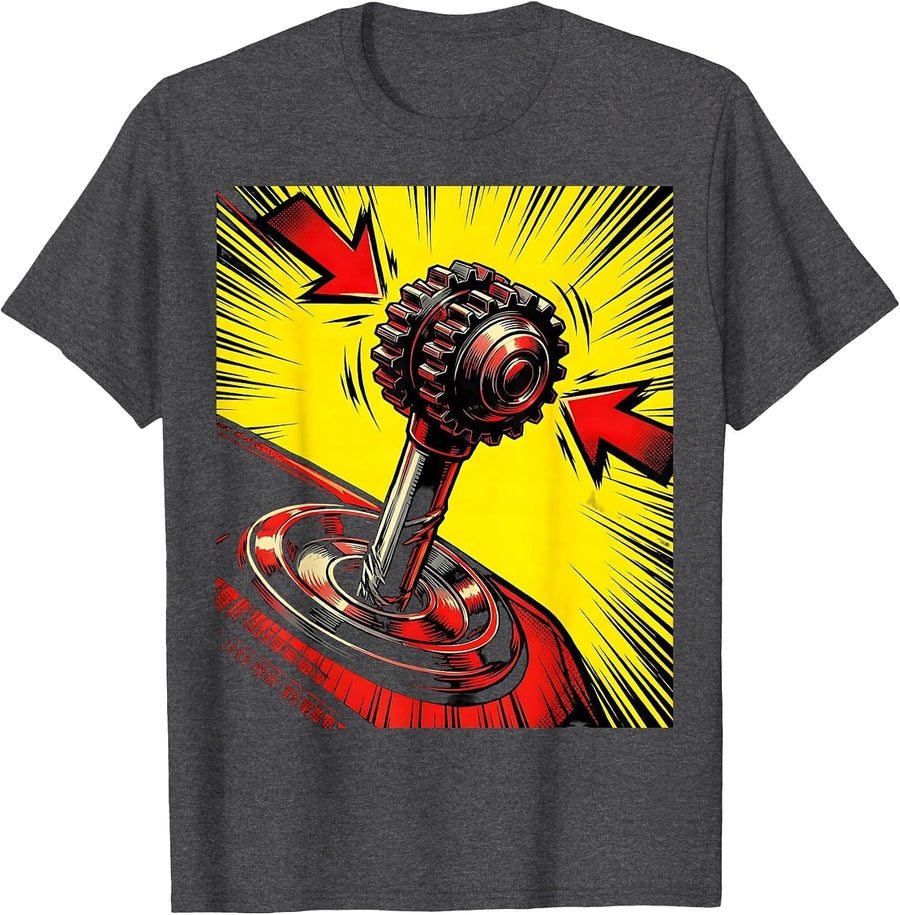 Men's Stuck In Between Funny Gear Shift Graphic T-Shirt - Dark Heather Grey