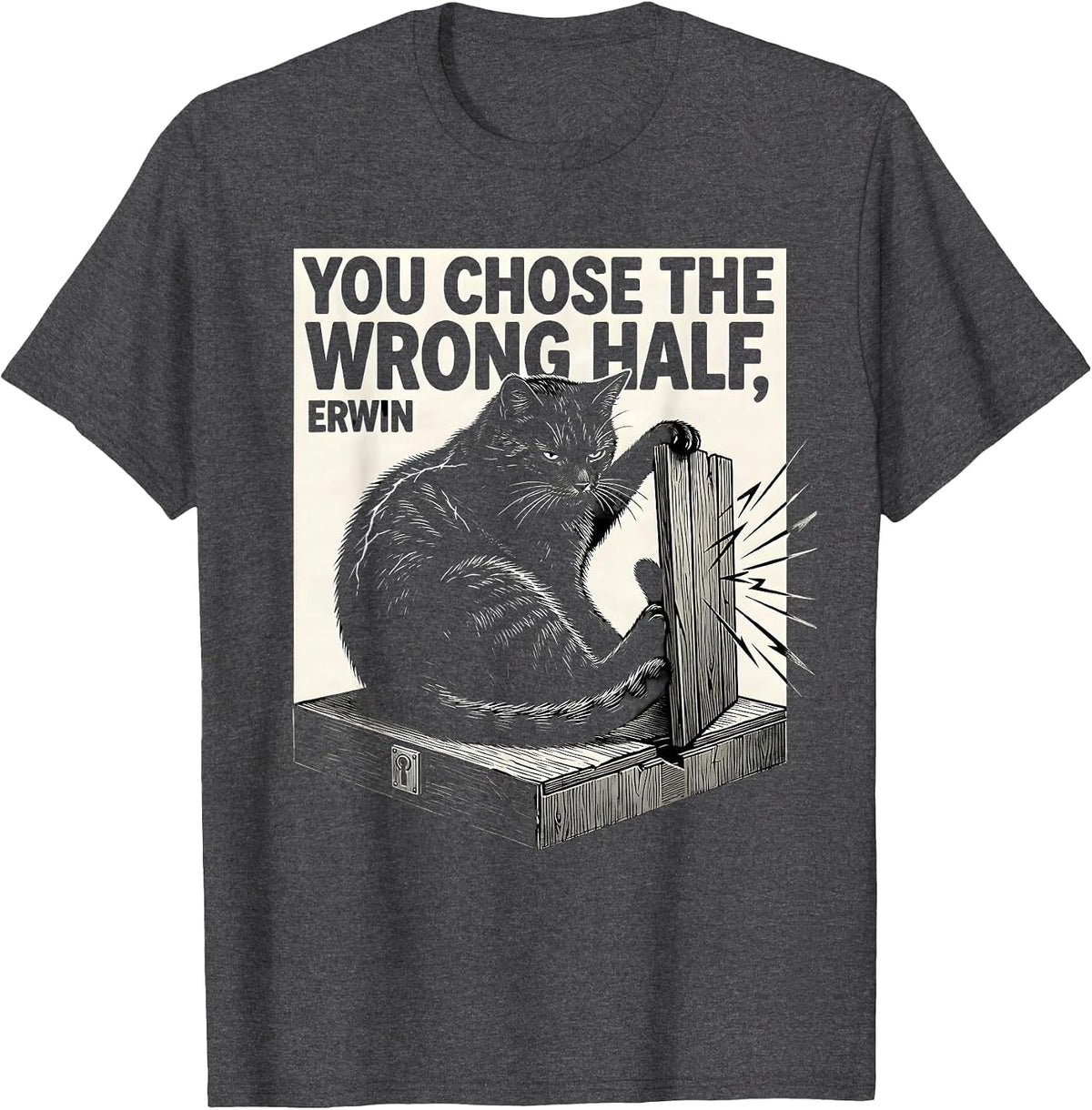 Men's You Chose the Wrong Half Erwin Funny Quantum Physics Science T-Shirt - Dark Heather Grey