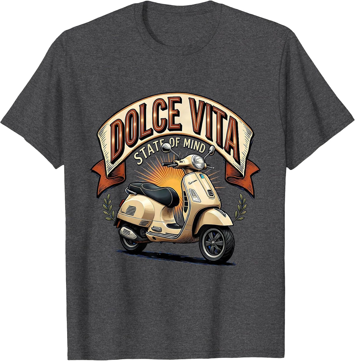 Dolce Vita State Of Mind Italian Life Design T-Shirt - Dark Heather Grey