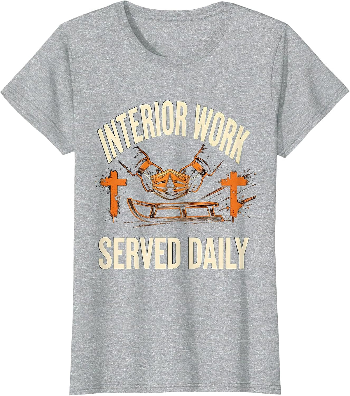 Women's Interior Work Served Daily Funny Football Lineman Game-Day T-Shirt - Heather Grey