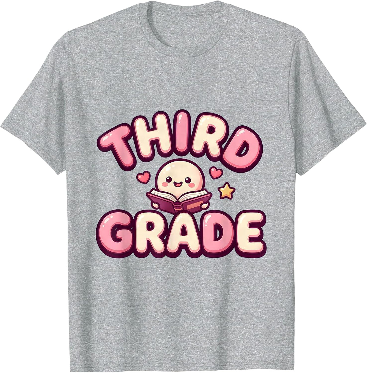 Men's Third Grade Cute Kawaii Back To School Teacher Student T-Shirt - Heather Grey