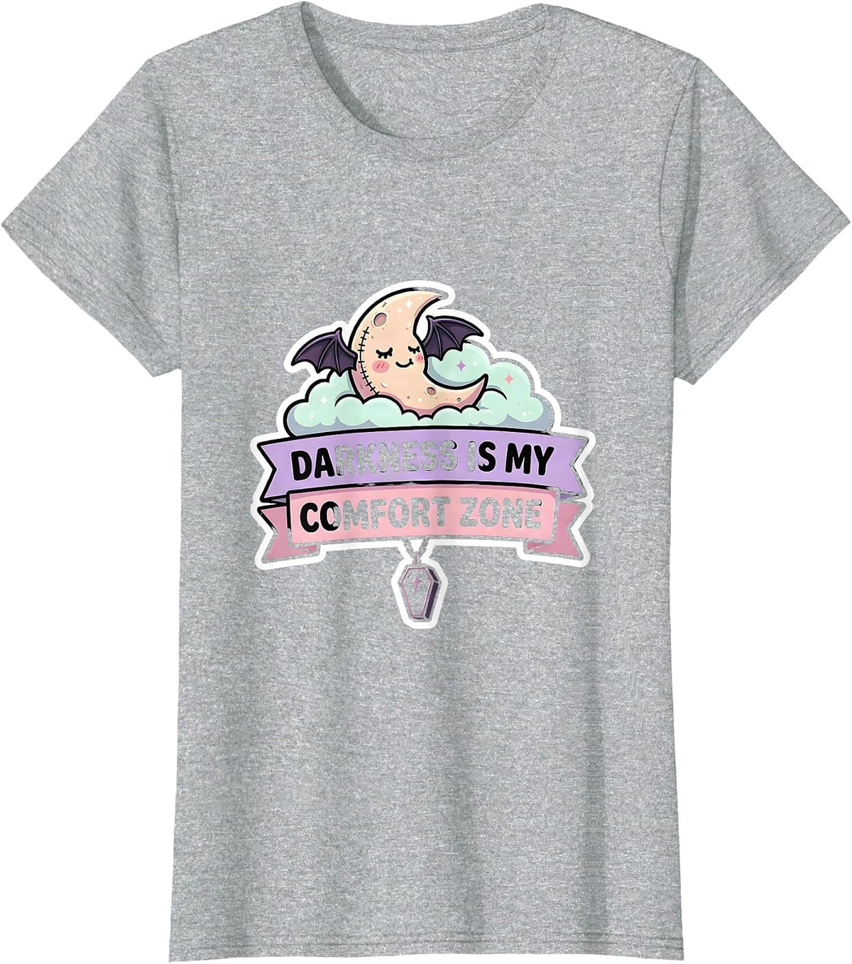 Darkness Is My Comfort Zone Halloween Design T-Shirt - Heather Grey