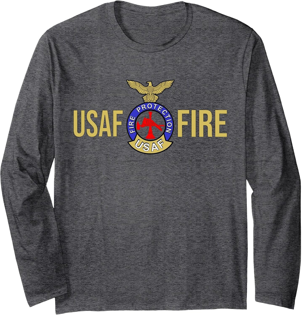 US AIR Force USAF FIRE Protection Rescue Hazmat Long Sleeve T-Shirt - Adult Unisex Dark Heather Grey