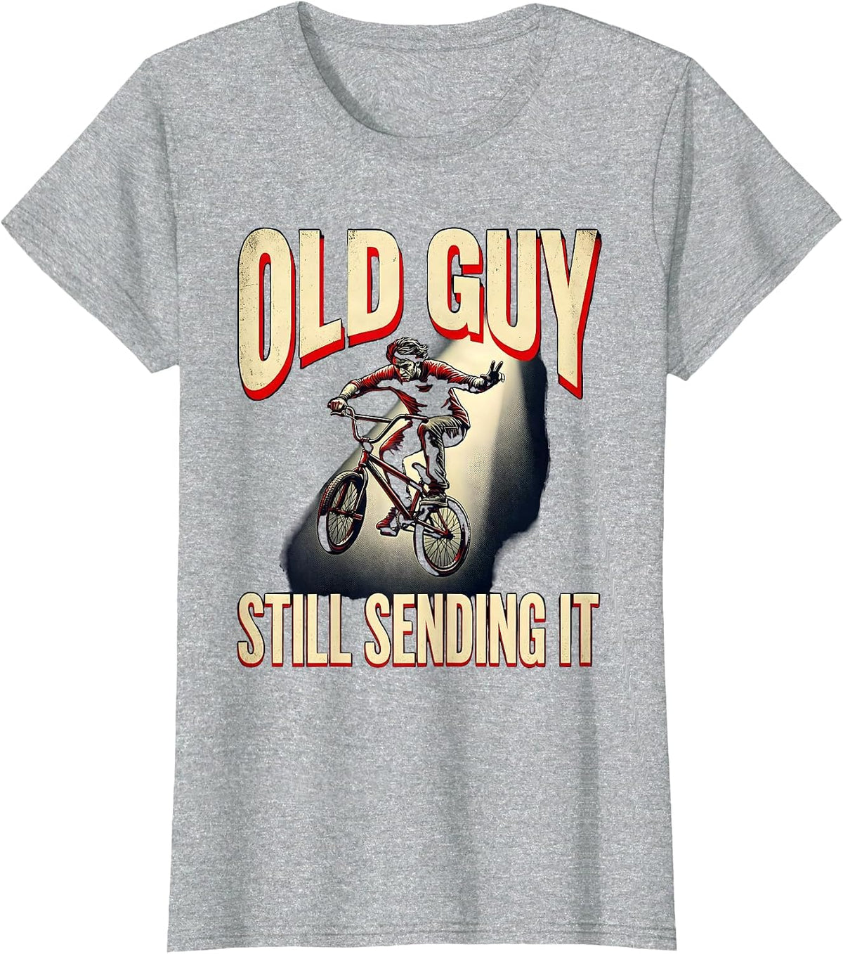 Old Guy Still Sending It Pulp Cover BMX Kids Stunt Riding T-Shirt - Heather Grey