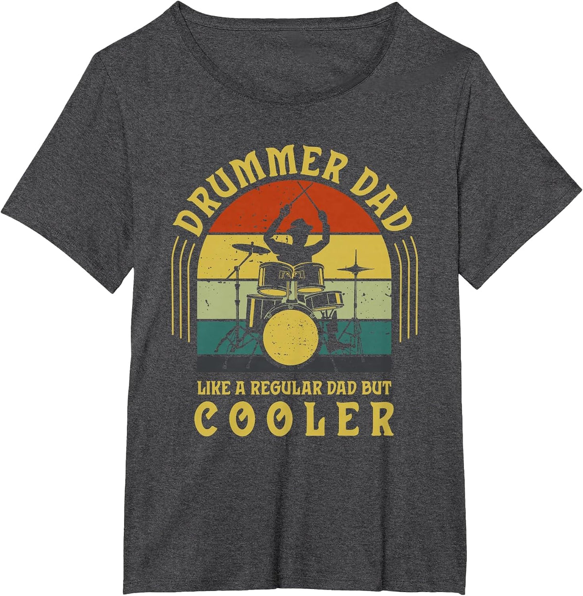 Funny Drummer Dad Art for Men Drumming Daddy Drum Players T-Shirt - Dark Heather Grey