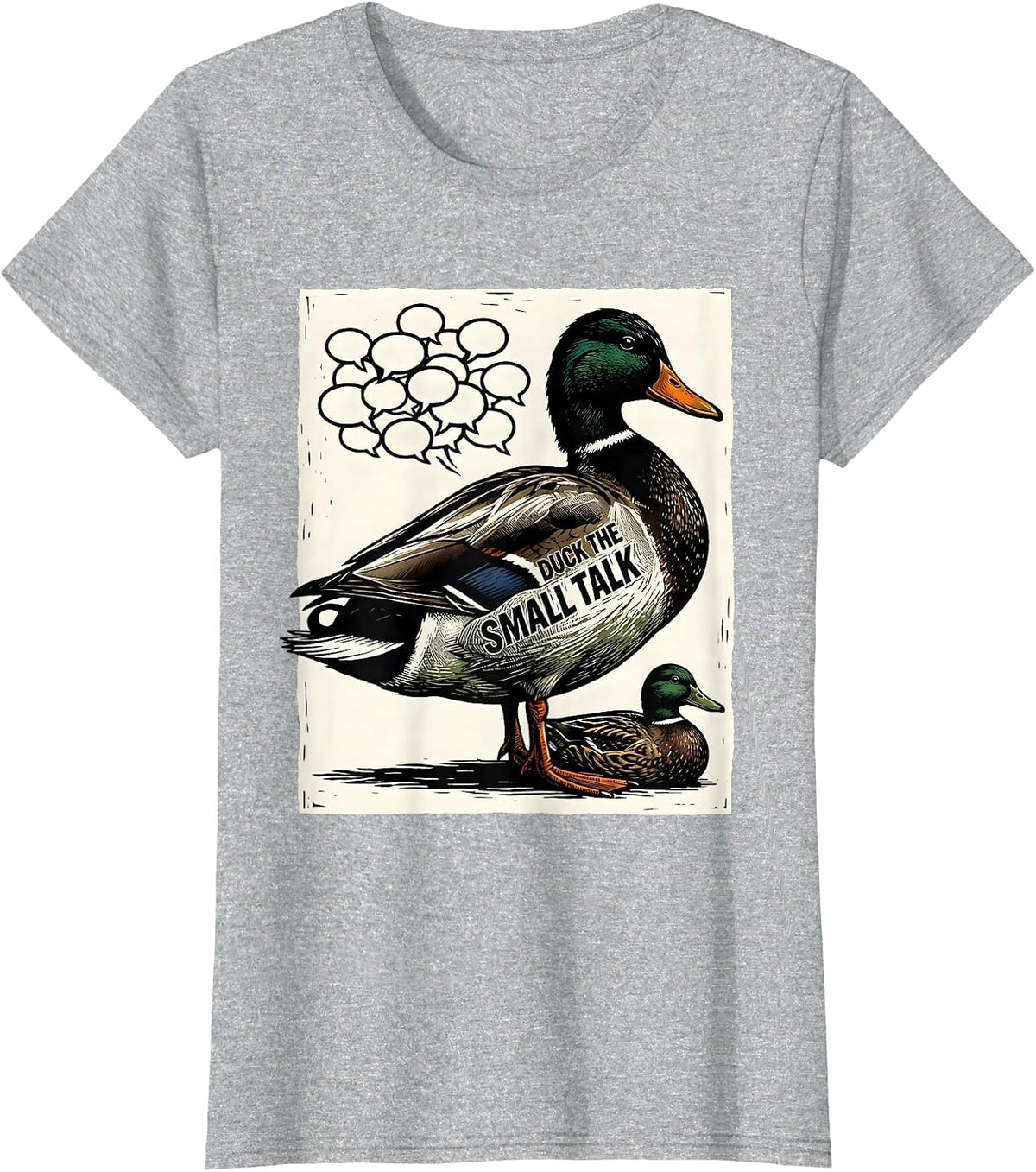 Women's Duck The Small Talk Funny Duck Hunter Hunting Humor Gift T-Shirt - Heather Grey