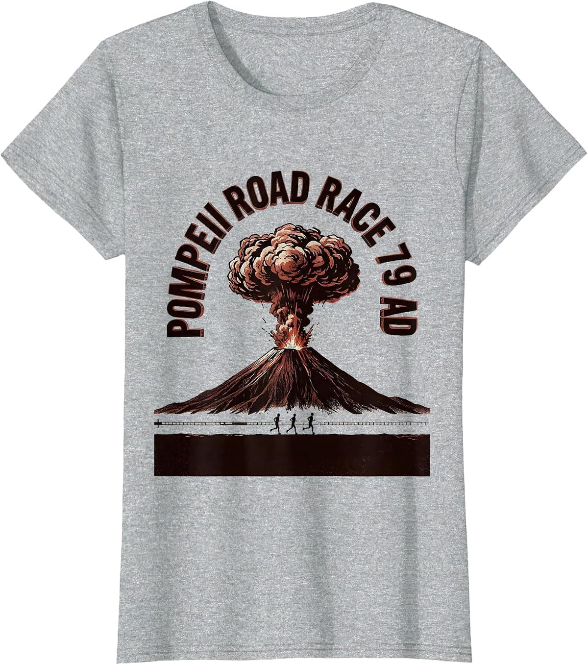 Pompeii Road Race 79 AD Funny Volcano Geography T-Shirt - Heather Grey