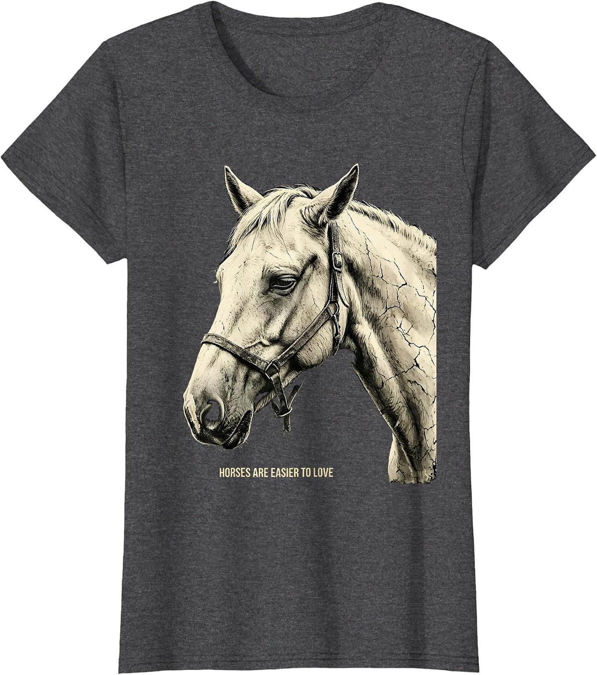 Women's Horses Are Easier To Love Funny Horse Lover Girl Boho T-Shirt - Dark Heather Grey