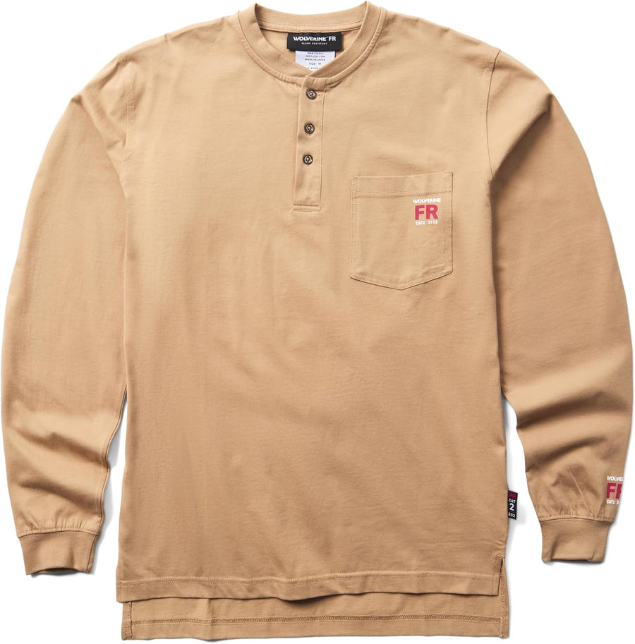 Wolverine Men's Built Light Fr Long Sleeve Henley - Tan