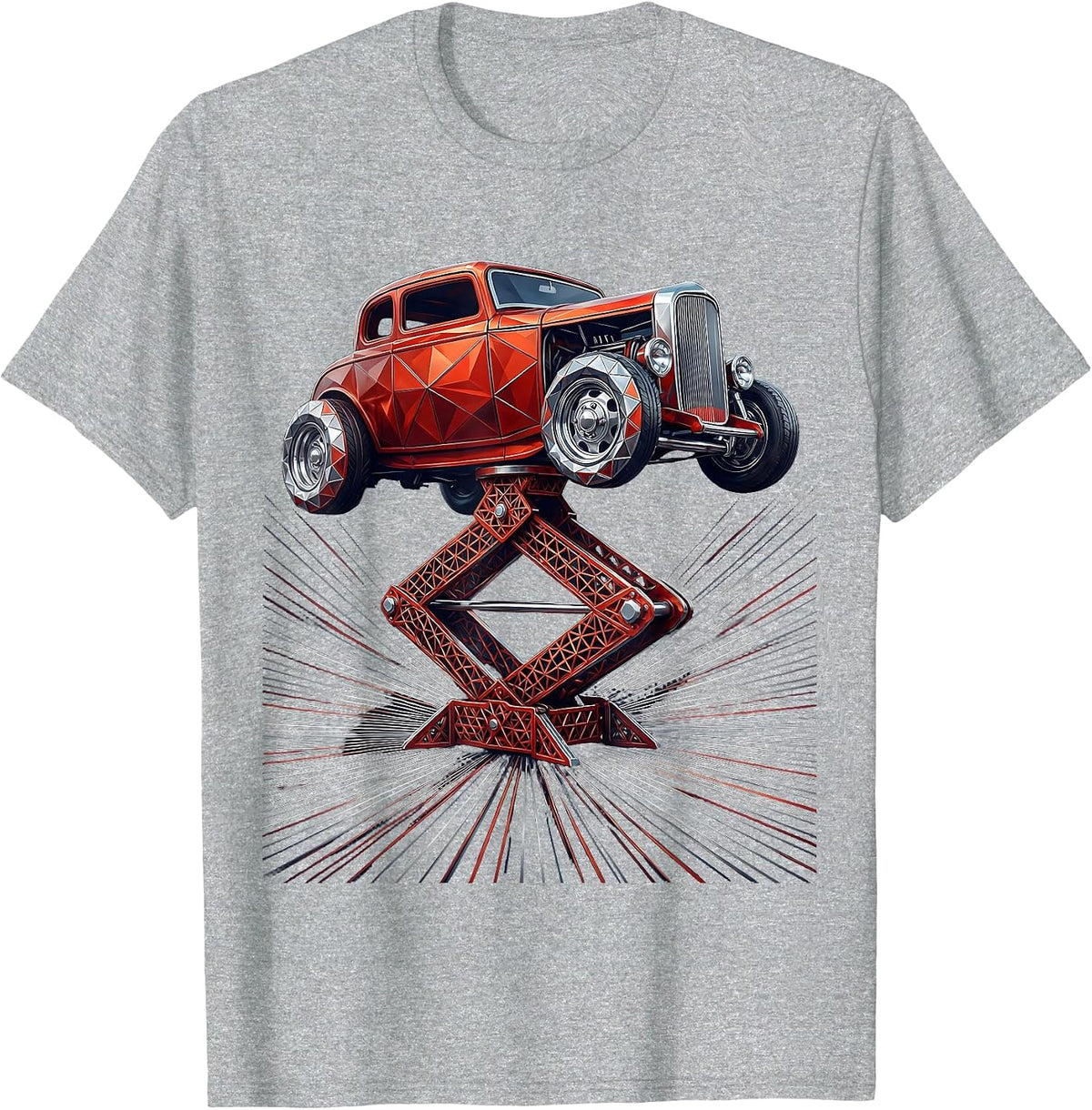 Men's Vintage Garage Jack Classic Hot Rod Illustration T-Shirt - Heather Grey