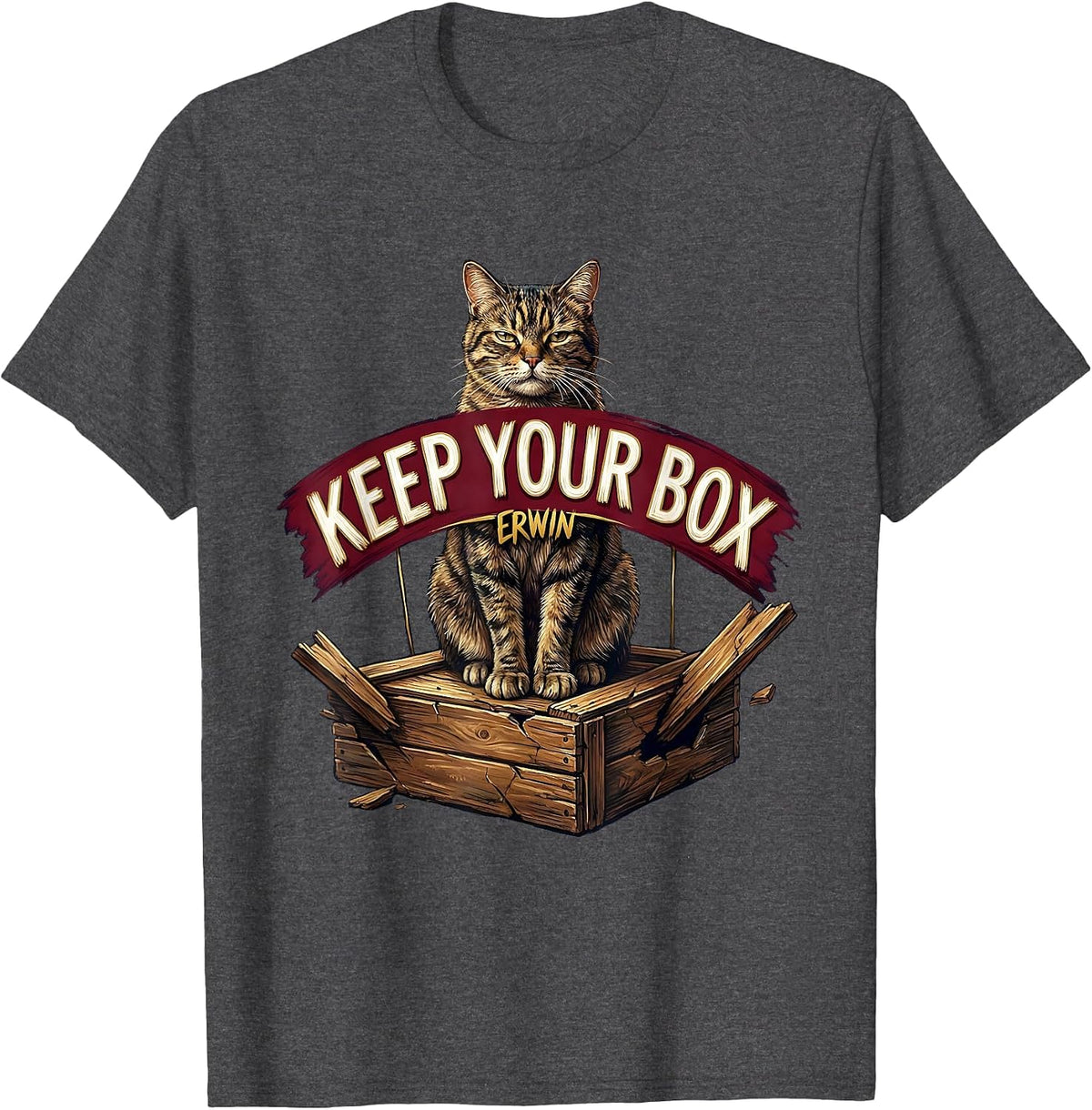 Keep Your Box Erwin Funny Science Teacher Quantum Physics T-Shirt - Dark Heather Grey