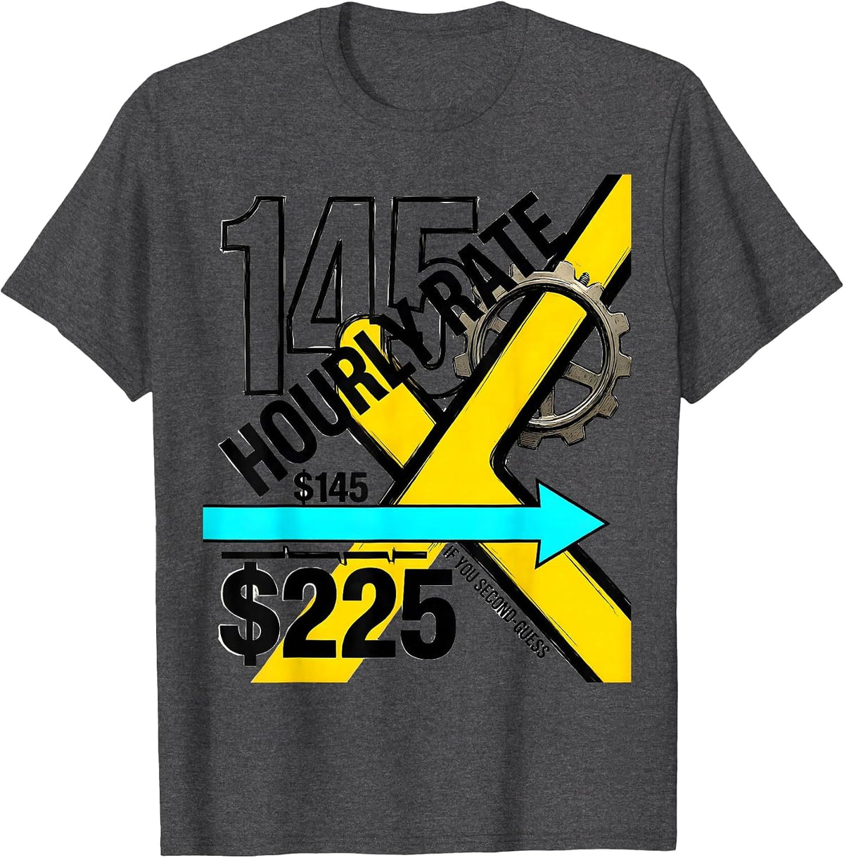Hourly Rate $145 — $225 If You Second-Guess Funny Plumber T-Shirt - Dark Heather Grey