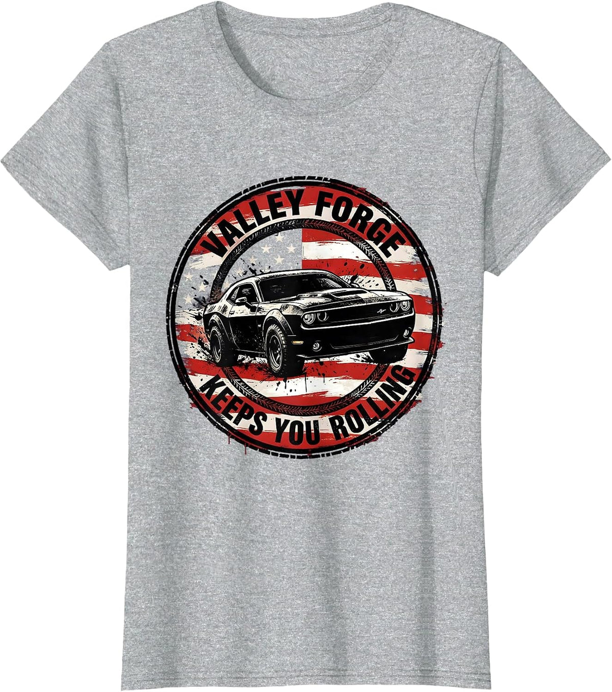Valley Forge Keeps You Rolling Automotive Design T-Shirt - Heather Grey
