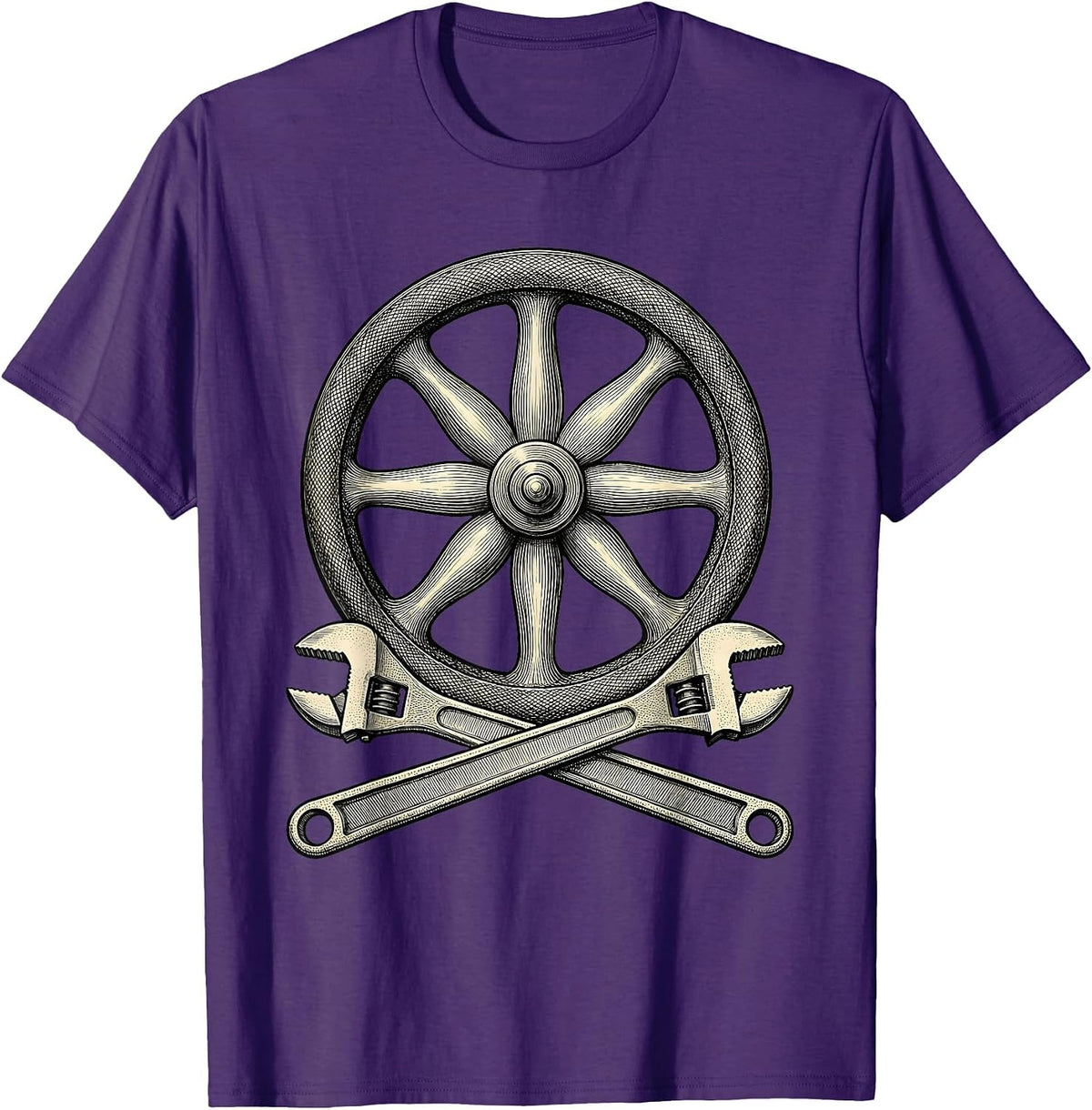 Men's Valve Wheel Plumbers Funny Pipefitter Occupation Humor T-Shirt - Purple