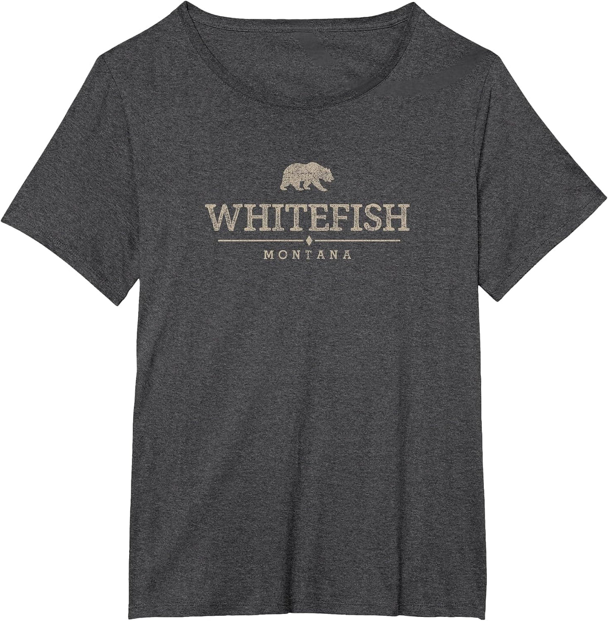 Vintage Whitefish Montana Souvenir Retro Bear Graphic T-Shirt - Dark Heather Grey