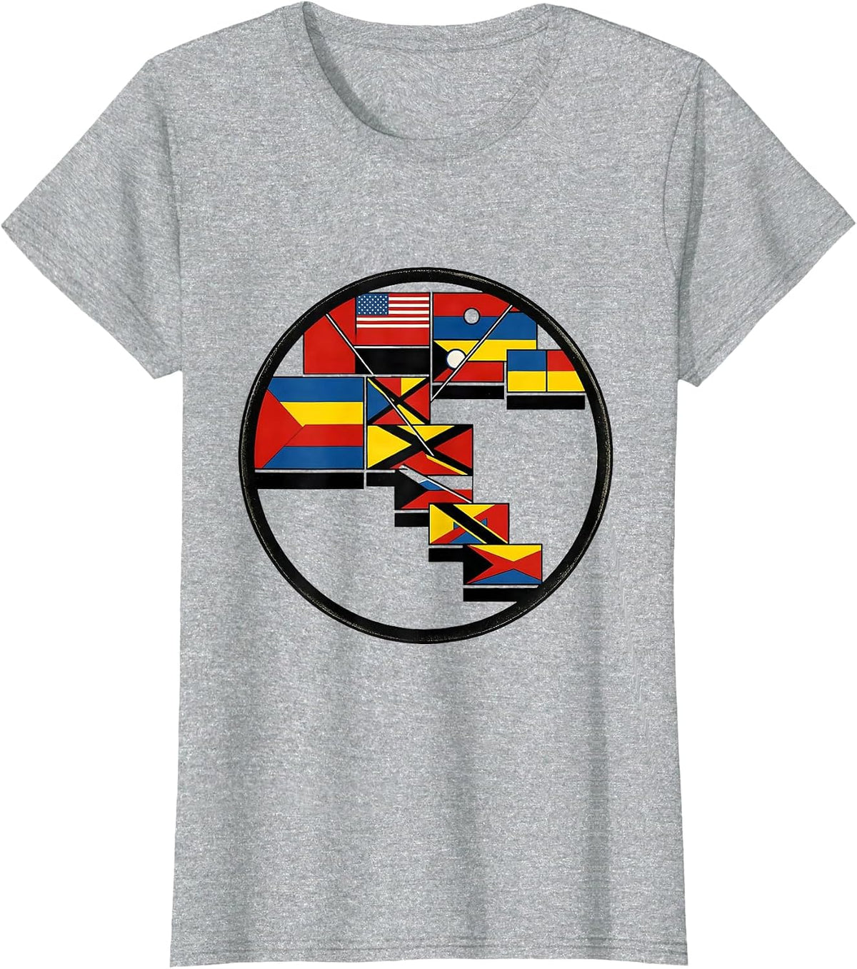 Women's Sealed World Flags Chart Modern Geography Lover T-Shirt - Heather Grey