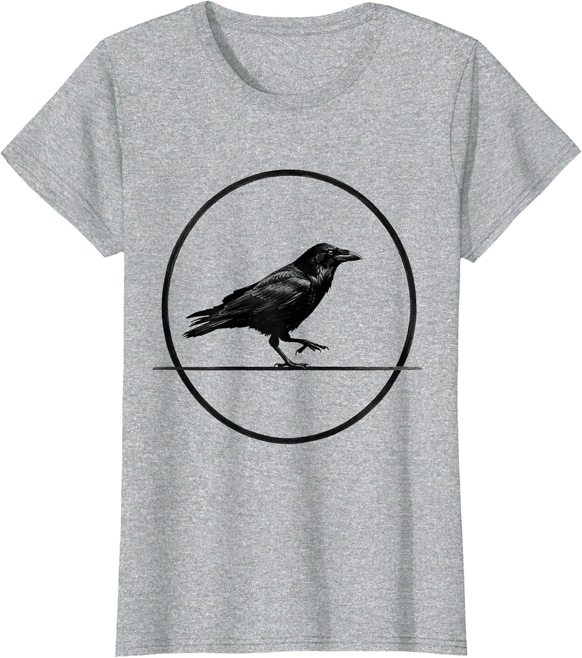 Crow Silhouette Dark Humor Gothic Raven Halloween T-Shirt - Heather Grey