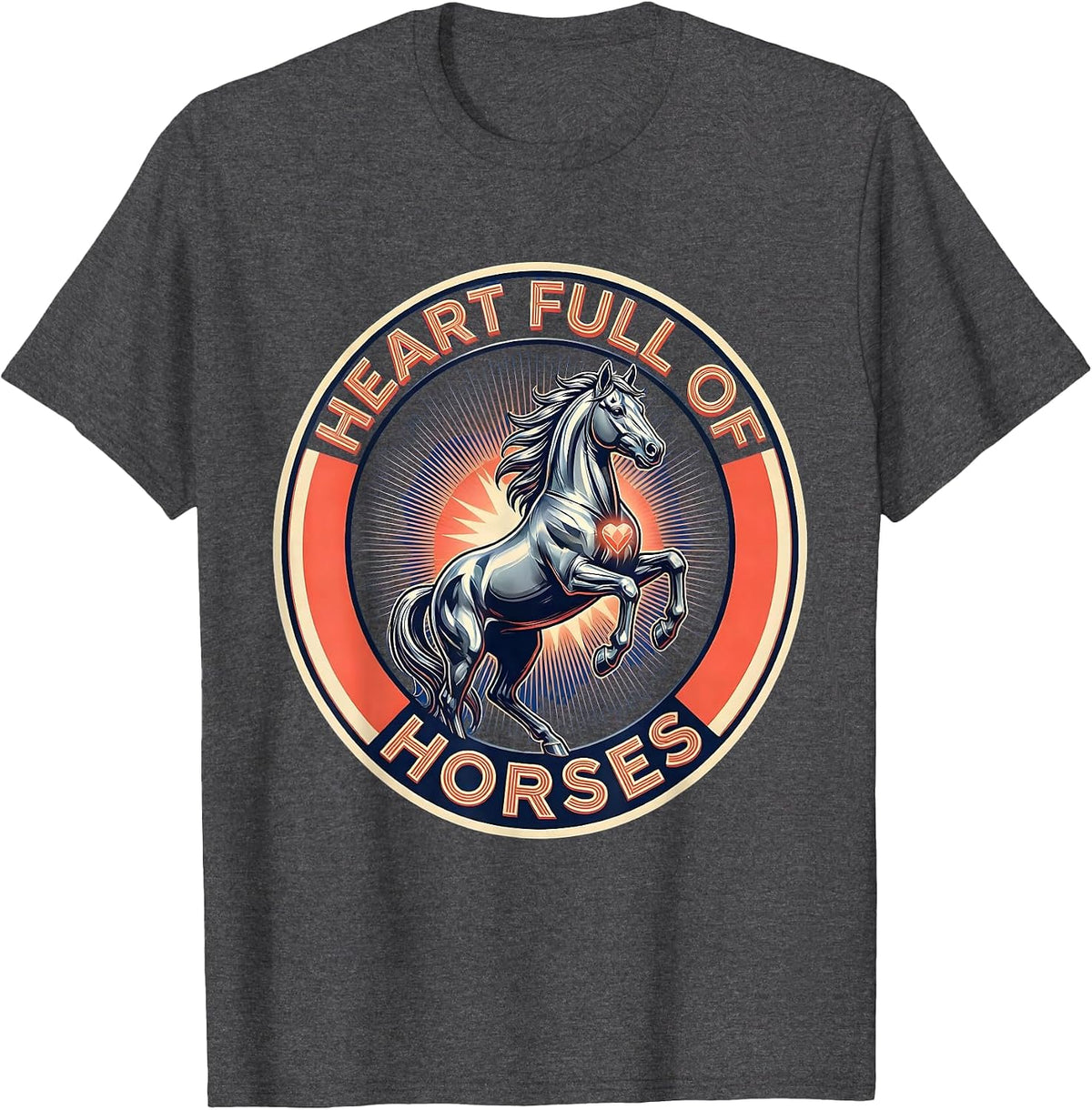 Heart Full of Horses Cowgirl Girls Design T-Shirt - Dark Heather Grey