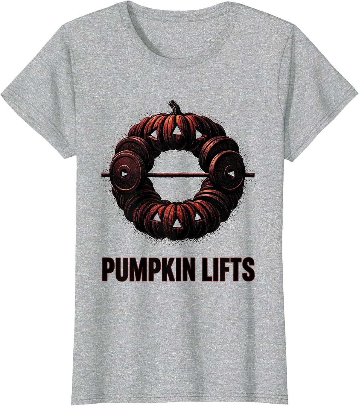 Women's Pumpkin Lifts Funny Gym Workout Halloween Weight Lifting Pun T-Shirt - Heather Grey