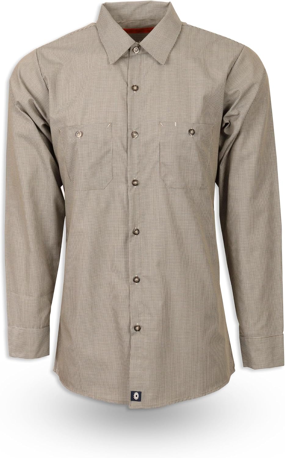 PINNACLE Men's Microcheck Long Sleeve Industrial Work Shirt S24 - Hunter Khaki