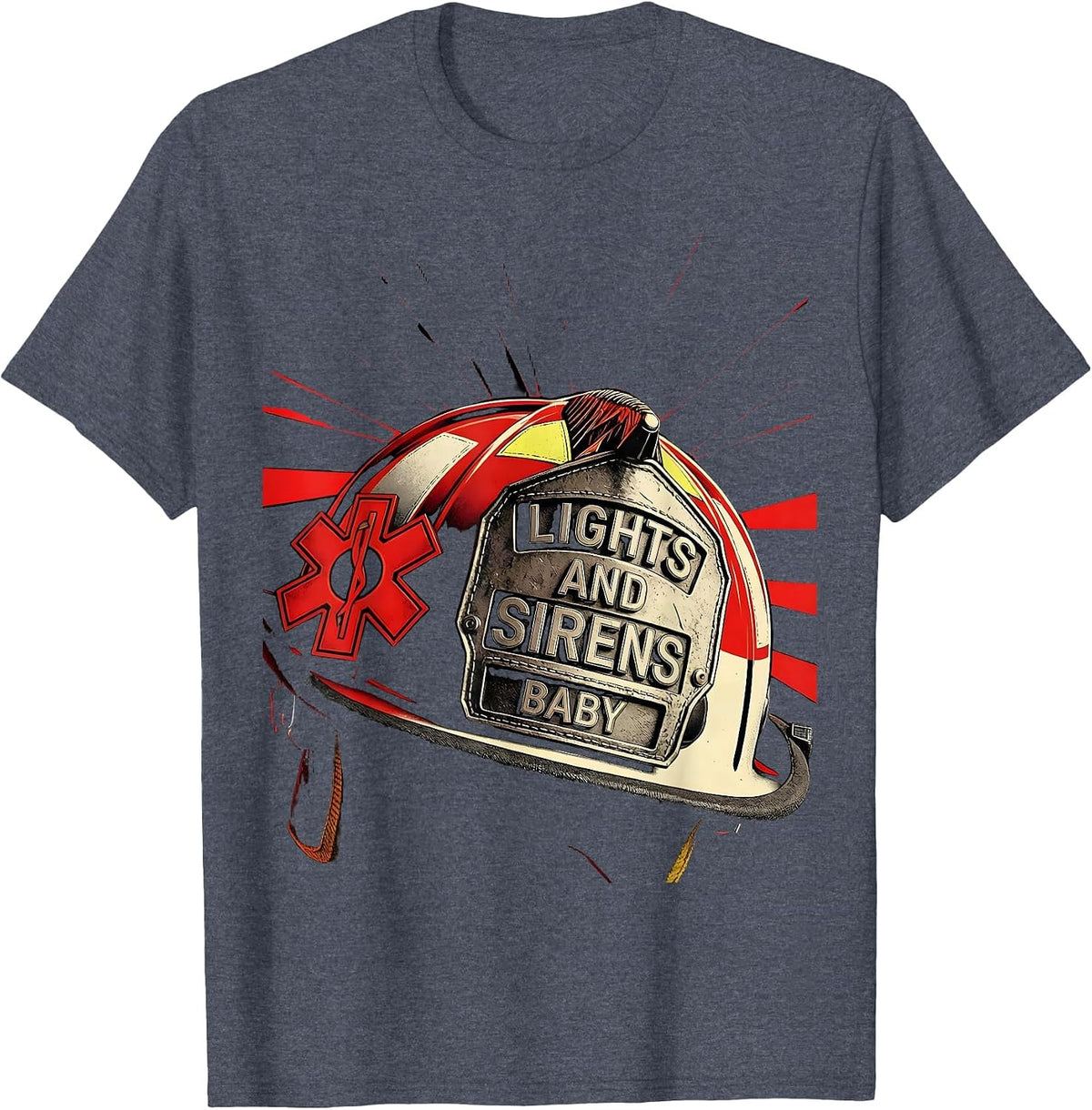 Lights and Sirens Baby EMT First Responder Design T-Shirt - Heather Blue