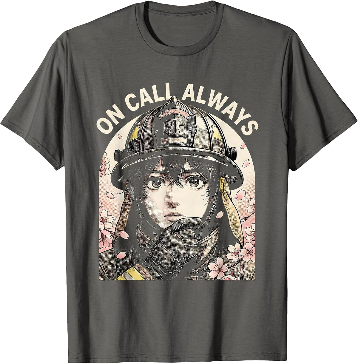 Men's On Call Always Firefighter Graphic Design T-Shirt - Asphalt Grey