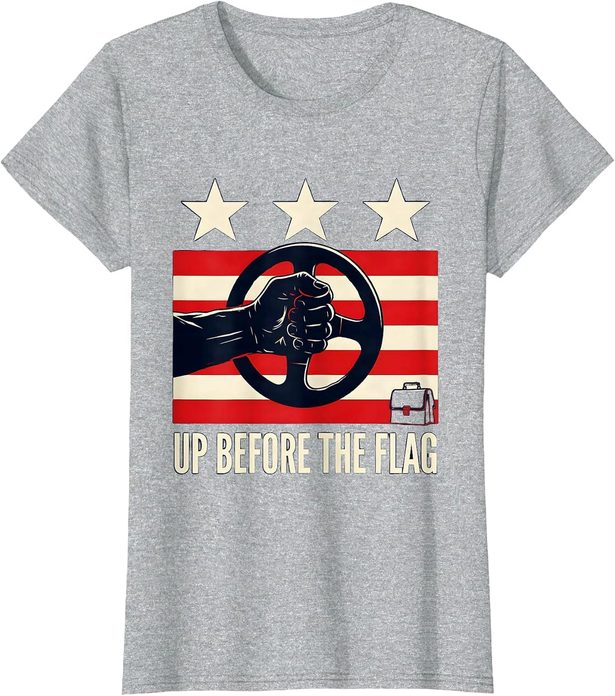 Up Before The Flag Patriotic Mechanic Driver USA American T-Shirt - Heather Grey