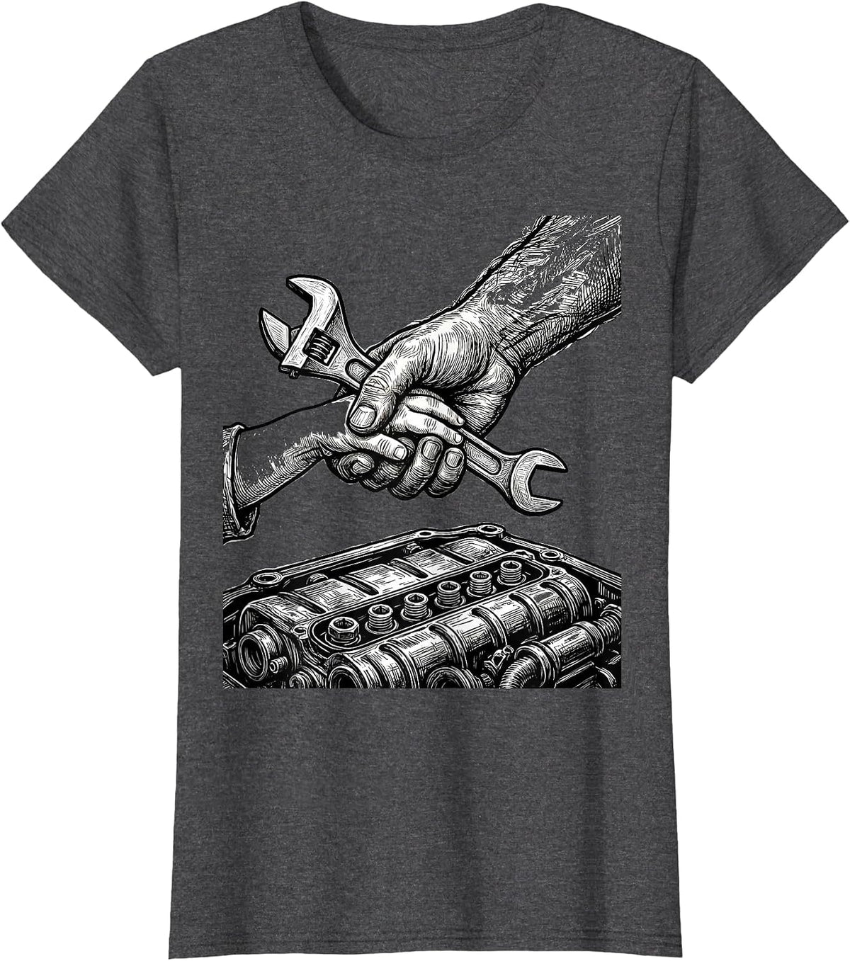 Women's Teach Kids to Change Oil Graphic Tee T-Shirt - Dark Heather Grey