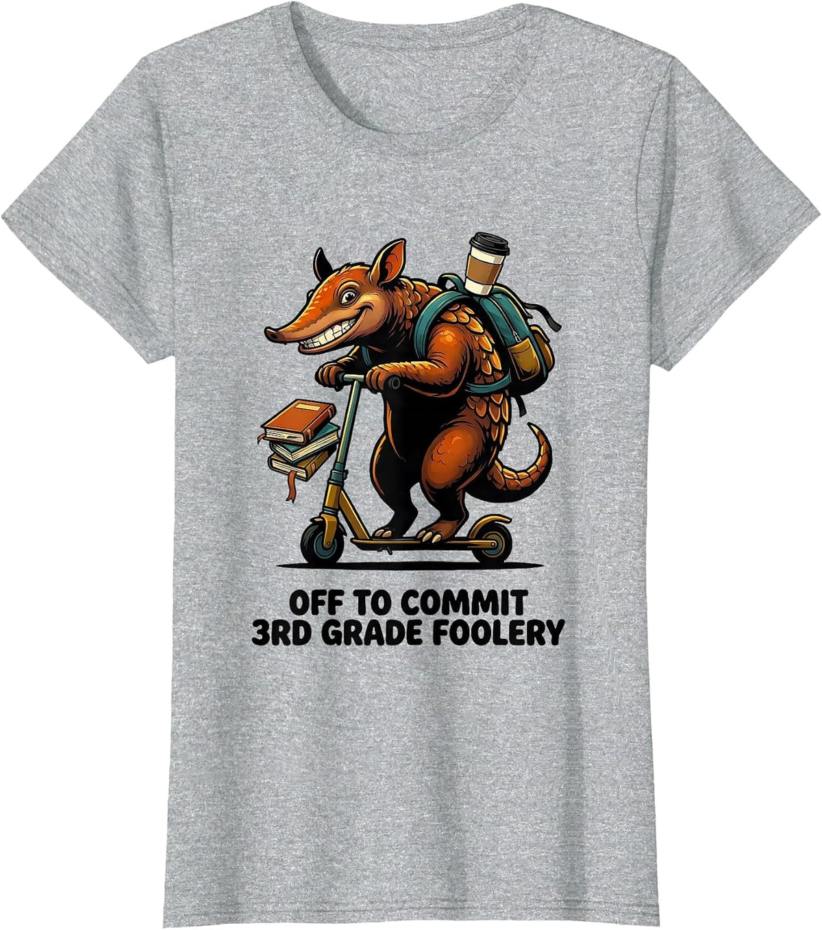 Off To Commit 3rd Grade Foolery Cartoon Teacher Humor T-Shirt - Heather Grey