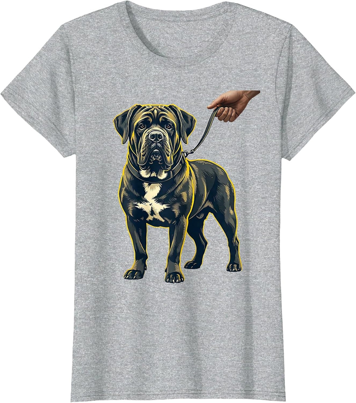 Women's Cane Corso Dog Stencil Graphic Dad Pet Lover T-Shirt - Heather Grey