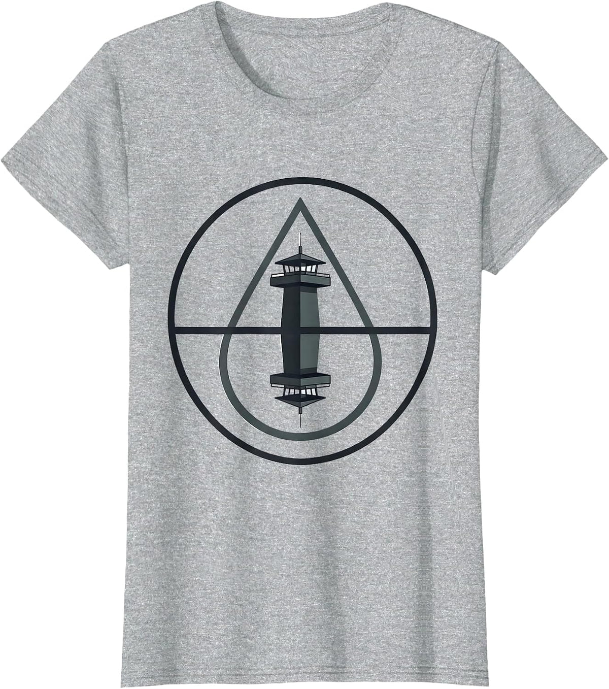 Watchtower Teardrop Big Brother Surveillance Art T-Shirt - Heather Grey