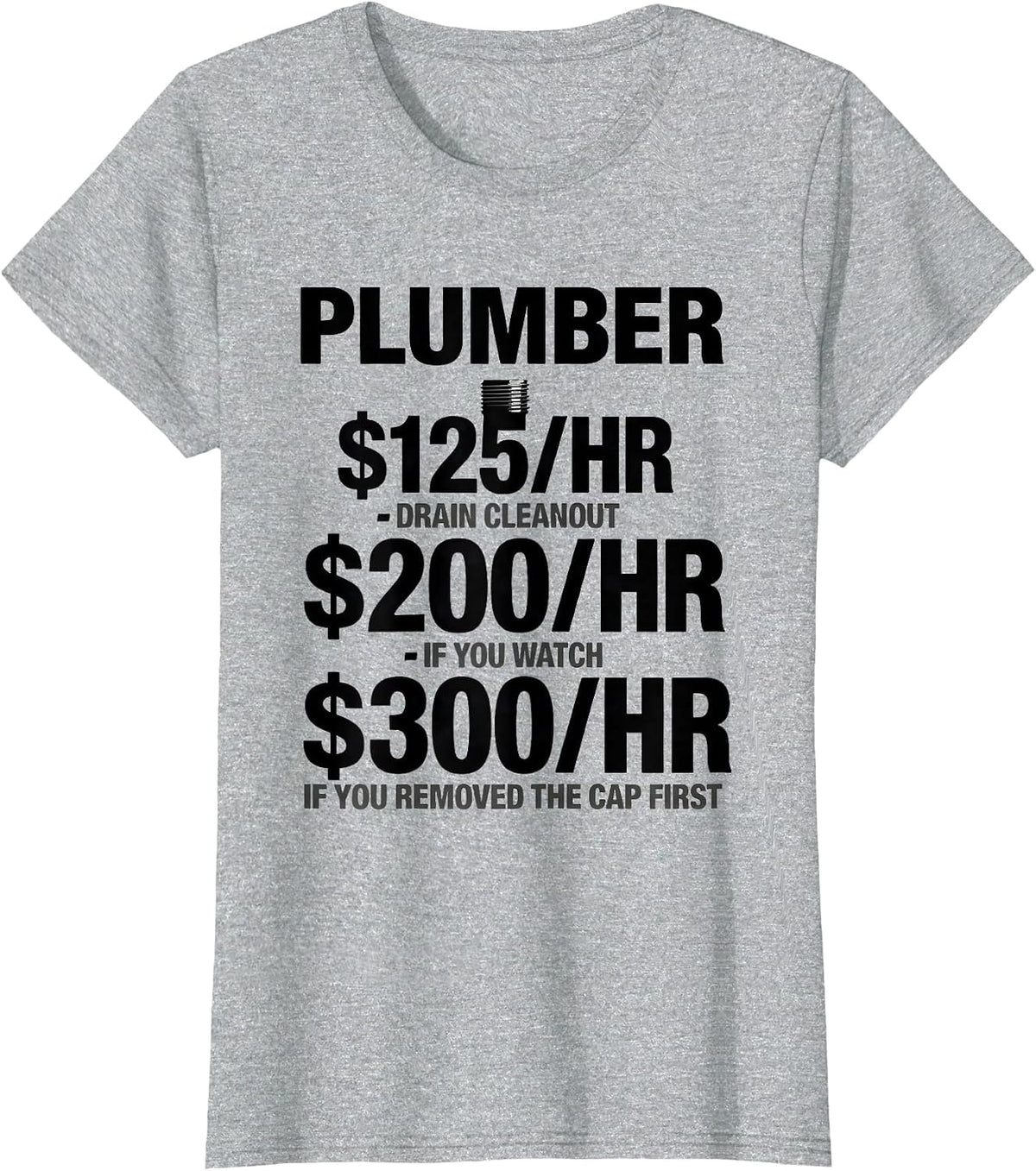 Women's $125HR Funny Plumber Hourly Rate Dad Joke T-Shirt - Heather Grey